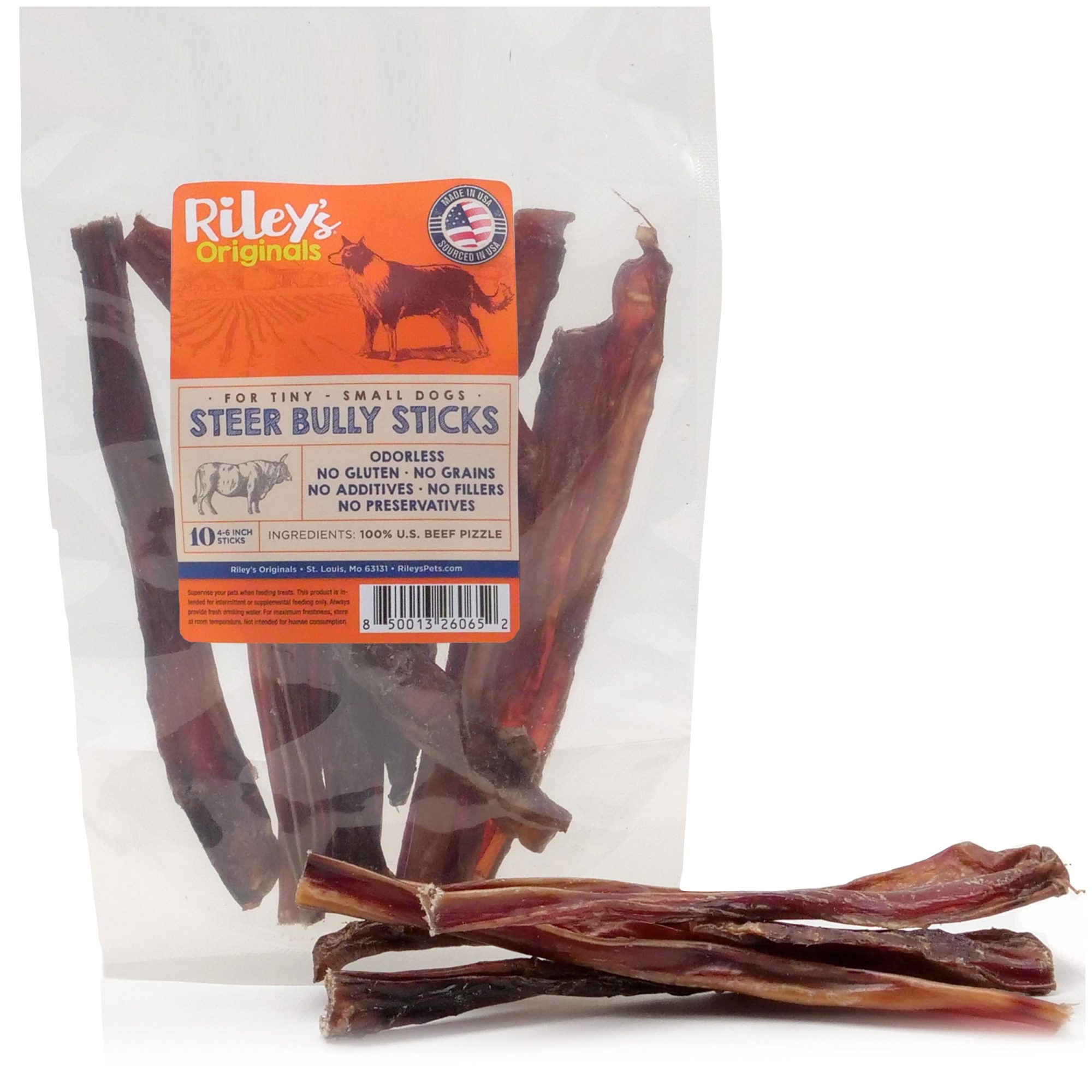 4-6" Steer Bully Sticks for Tiny to Small Dogs (10 ct)
